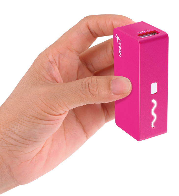 Genius 2600mAh Eco-U261 Compact Size Powerbank with 4 Led Indicator, Pink